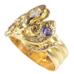 Bague Serpent Victorienne : Un Trio Symbolique en Or