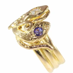 Bague Serpent Victorienne : Un Trio Symbolique en Or