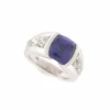 bague sertie pierre tanzanite 5 ct 6 diamants 1.3ct t57 en or blanc 12.9g