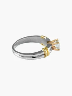 BAGUE SOLITAIRE DEUX ORS & DIAMANTS