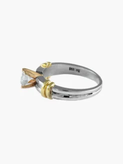BAGUE SOLITAIRE DEUX ORS & DIAMANTS