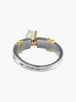 BAGUE SOLITAIRE DEUX ORS & DIAMANTS