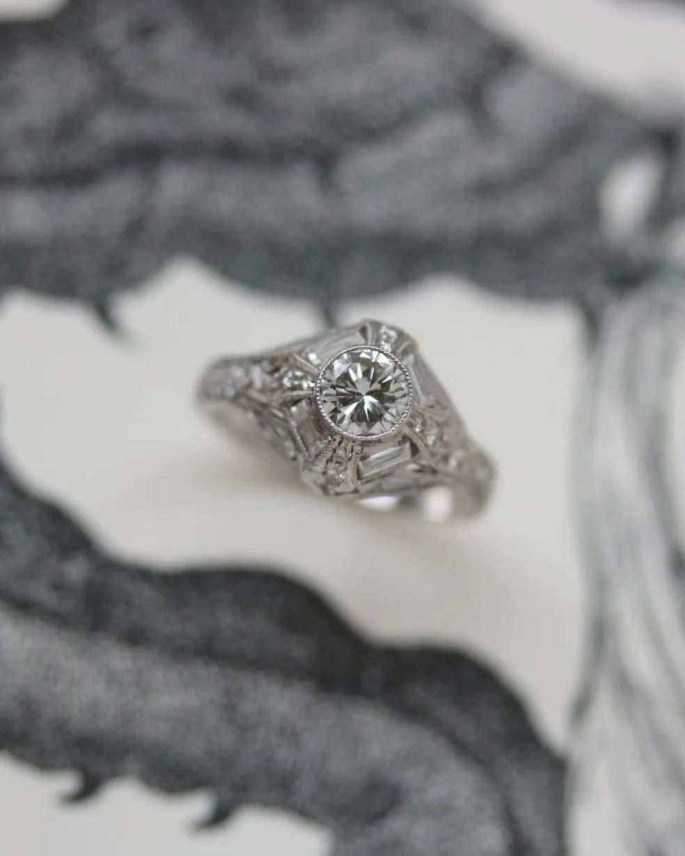Bague Solitaire Art Déco Diamants