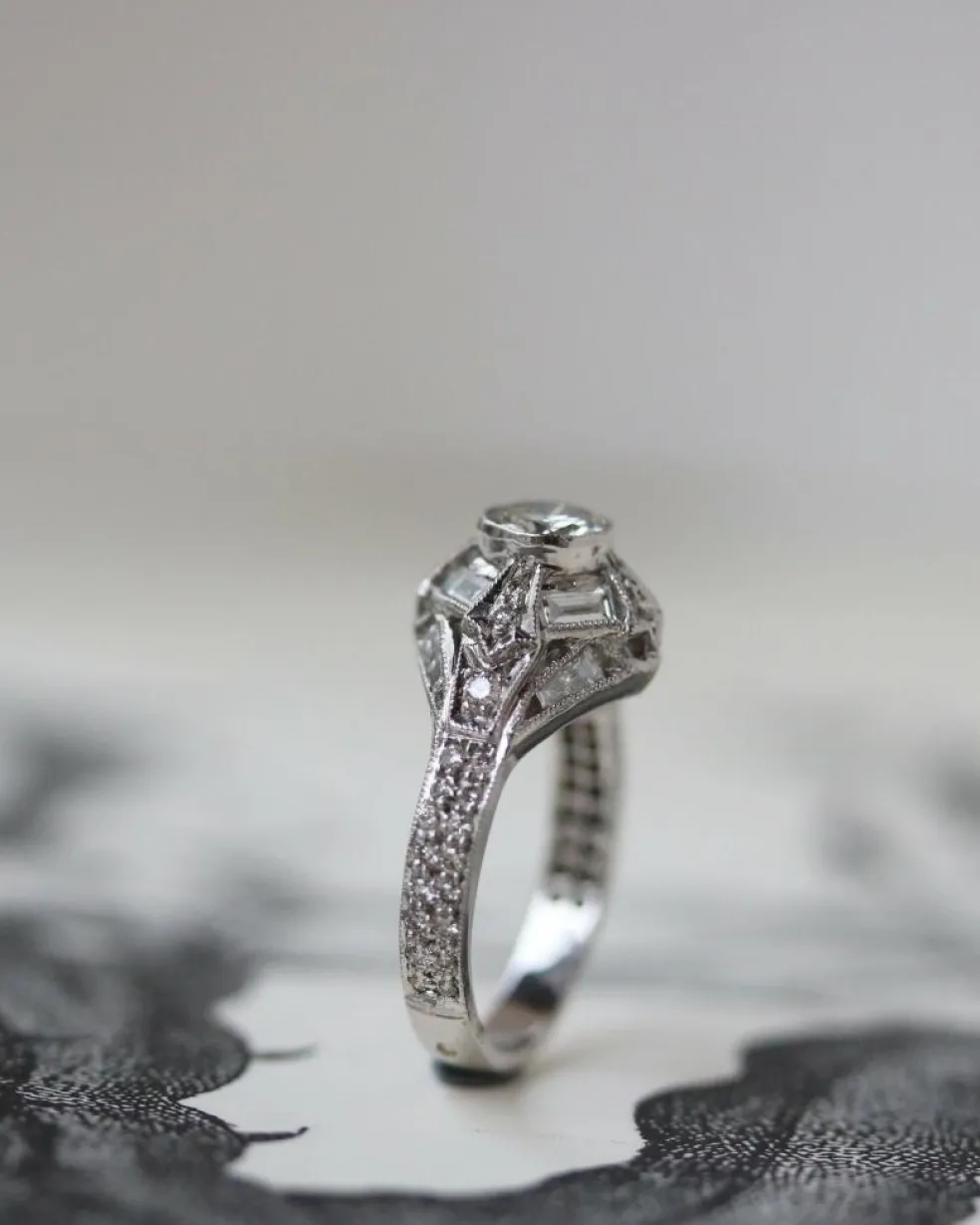 Bague Solitaire Art Déco Diamants