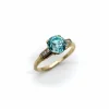 Bague solitaire Art déco en or 14 carats avec zircon et diamant