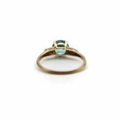 Bague solitaire Art déco en or 14 carats avec zircon et diamant