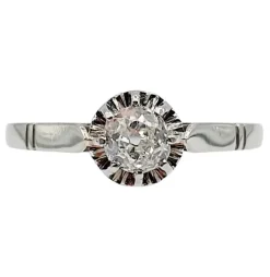 Bague solitaire Art Déco or blanc et platine, diamant (circa 1930)