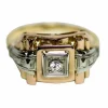 Bague Solitaire Art Déco Ors et Diamant