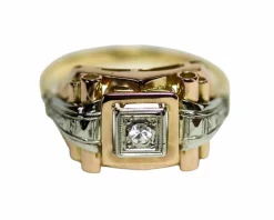 Bague Solitaire Art Déco Ors et Diamant