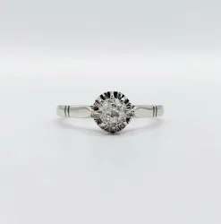 Bague solitaire Art Déco or blanc et platine, diamant (circa 1930)