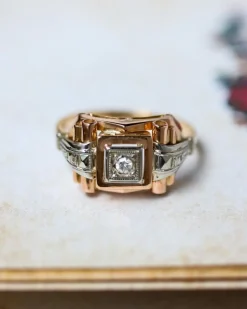 Bague Solitaire Art Déco Ors et Diamant