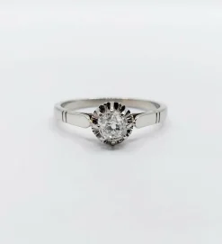 Bague solitaire Art Déco or blanc et platine, diamant (circa 1930)