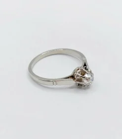 Bague solitaire Art Déco or blanc et platine, diamant (circa 1930)