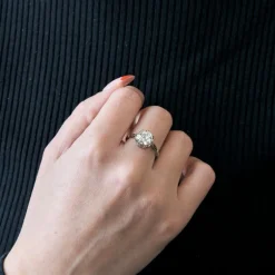 Bague solitaire Art Déco platine diamant 2ct