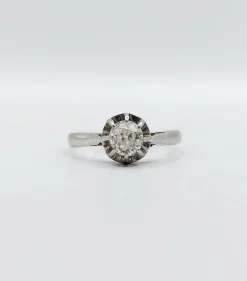 Bague solitaire Art Déco Platine diamant taille ancienne (circa 1920)