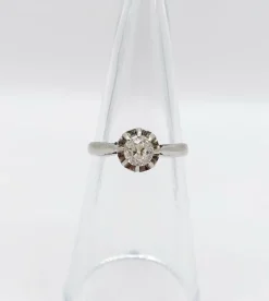 Bague solitaire Art Déco Platine diamant taille ancienne (circa 1920)