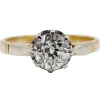 Bague solitaire art deco or jaune diamant taille ancienne