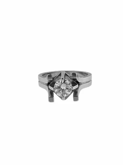 Bague solitaire certifiée HRD en palladium et diamant