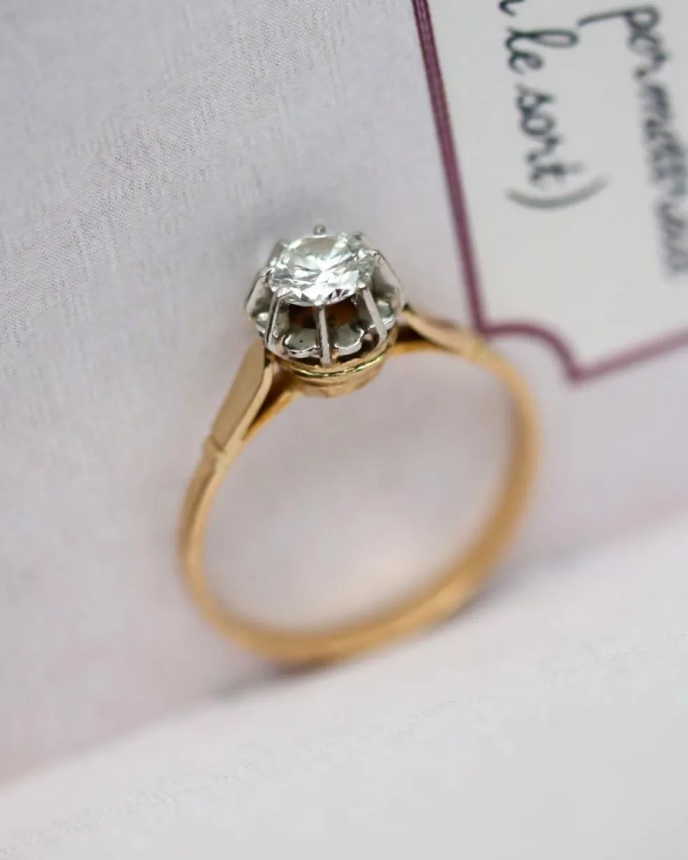 Bague Solitaire Deux Ors Diamant
