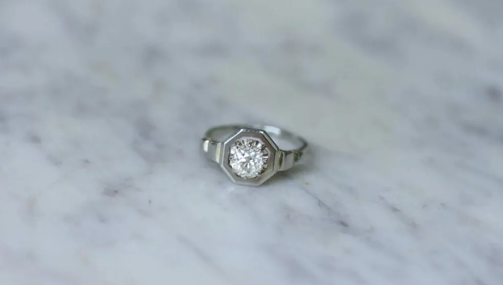 Bague Solitaire Diamant Art Deco