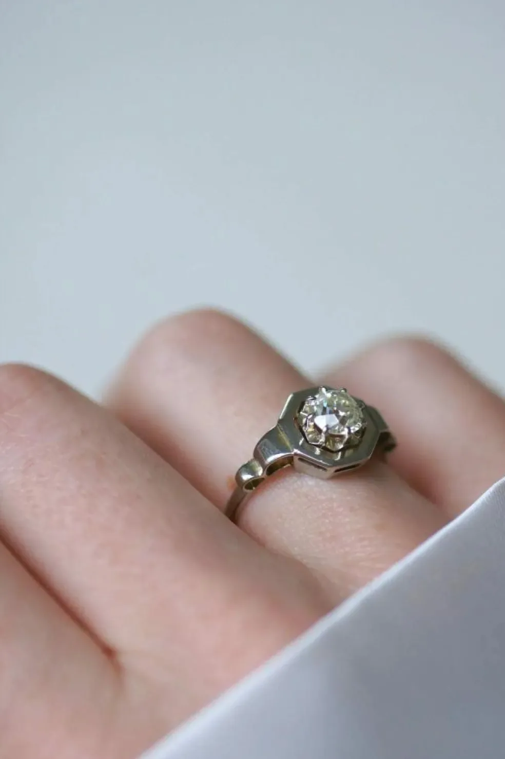 Bague Solitaire Diamant Art Deco