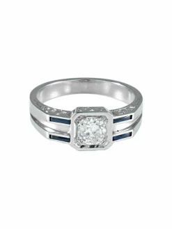 Bague Solitaire Diamant Saphirs