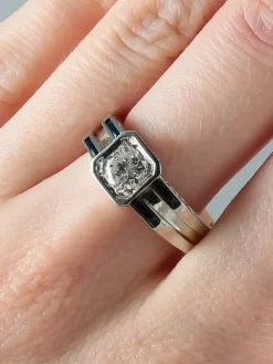 Bague Solitaire Diamant Saphirs