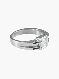 Bague Solitaire Diamant Saphirs