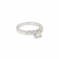 Bague Solitaire Diamants 0.50 Carats Or Gris 14 Carats