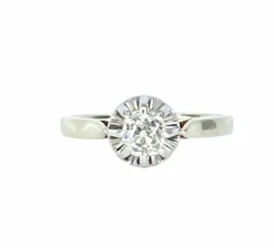 Bague solitaire en or 18 carats et platine sertie d’un diamant 0,50 carat environ