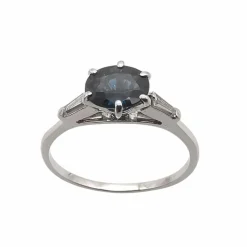 Bague solitaire en or avec saphir & diamants
