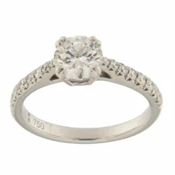 Bague solitaire en or blanc avec diamant D/VVS1 de 1,00 ct certifié IGI