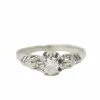 Bague solitaire en or blanc et platine, diamant 0,23ct