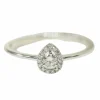 Bague solitaire en or blanc et diamants 0,15 ct en forme de poire