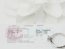 Bague solitaire en or blanc et diamant 0.53ct