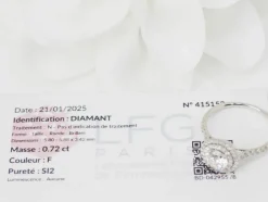 Bague solitaire en or blanc et diamants 0.72ct
