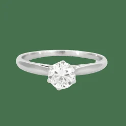 Bague solitaire en or gris et diamant