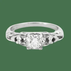 Bague solitaire en or gris
