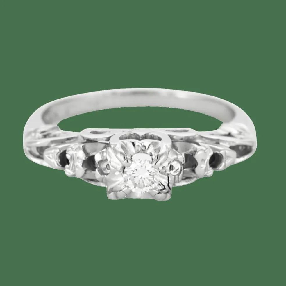 Bague solitaire en or gris