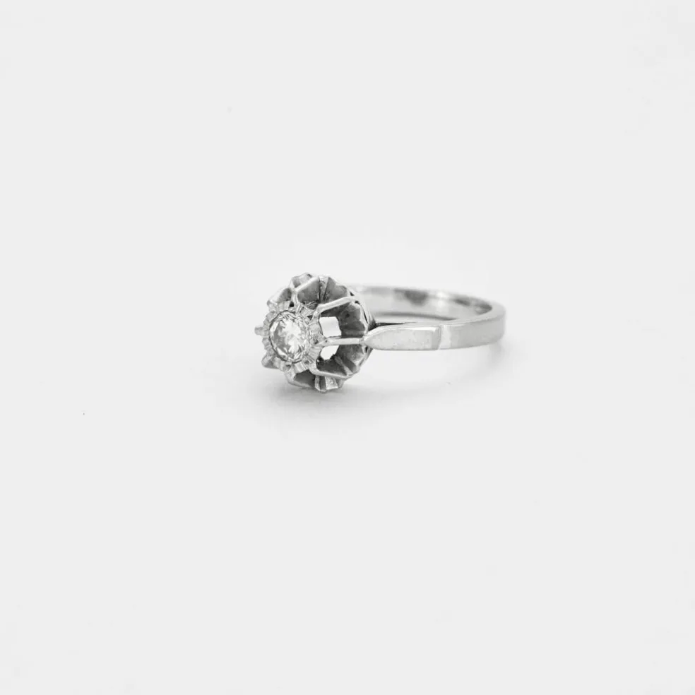 Bague solitaire en or gris Diamant