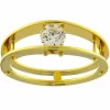 Bague solitaire en or jaune avec diamant taille brillant de 0,52 ct certifié HRD