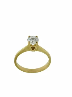 Bague solitaire en or jaune certifiée HRD
