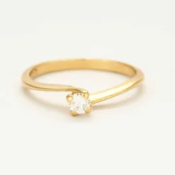 Bague Solitaire en Or Jaune et Diamant