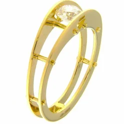 Bague solitaire en or jaune avec diamant taille brillant de 0,52 ct certifié HRD