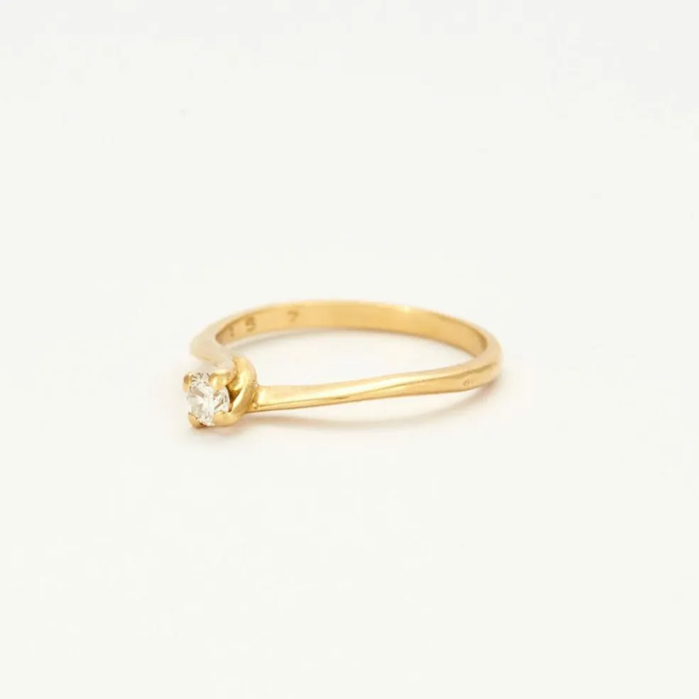 Bague Solitaire en Or Jaune et Diamant