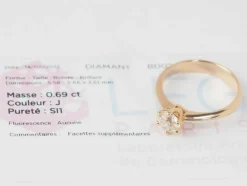 Bague solitaire en or rose et diamant 0.69ct certifié