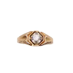 Bague Solitaire et Chevalière or jaune et spinelle
