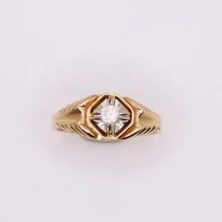 Bague Solitaire et Chevalière or jaune et spinelle