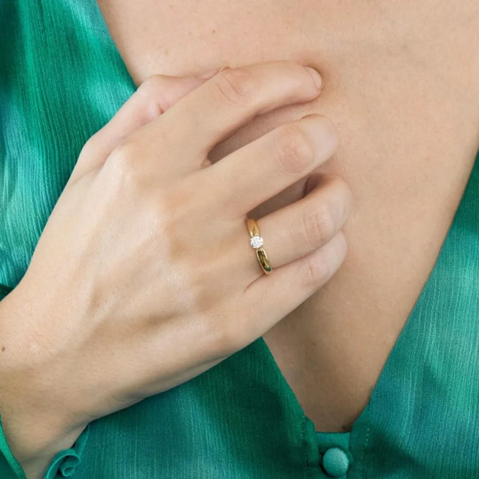 Bague solitaire jonc en or jaune