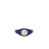 Bague solitaire émail bleu diamant taille ancienne